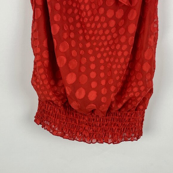 Celine by Champion Top Blouse Size M Orange Sleeveless Halter Neck Elastic Waist - Picture 9 of 9